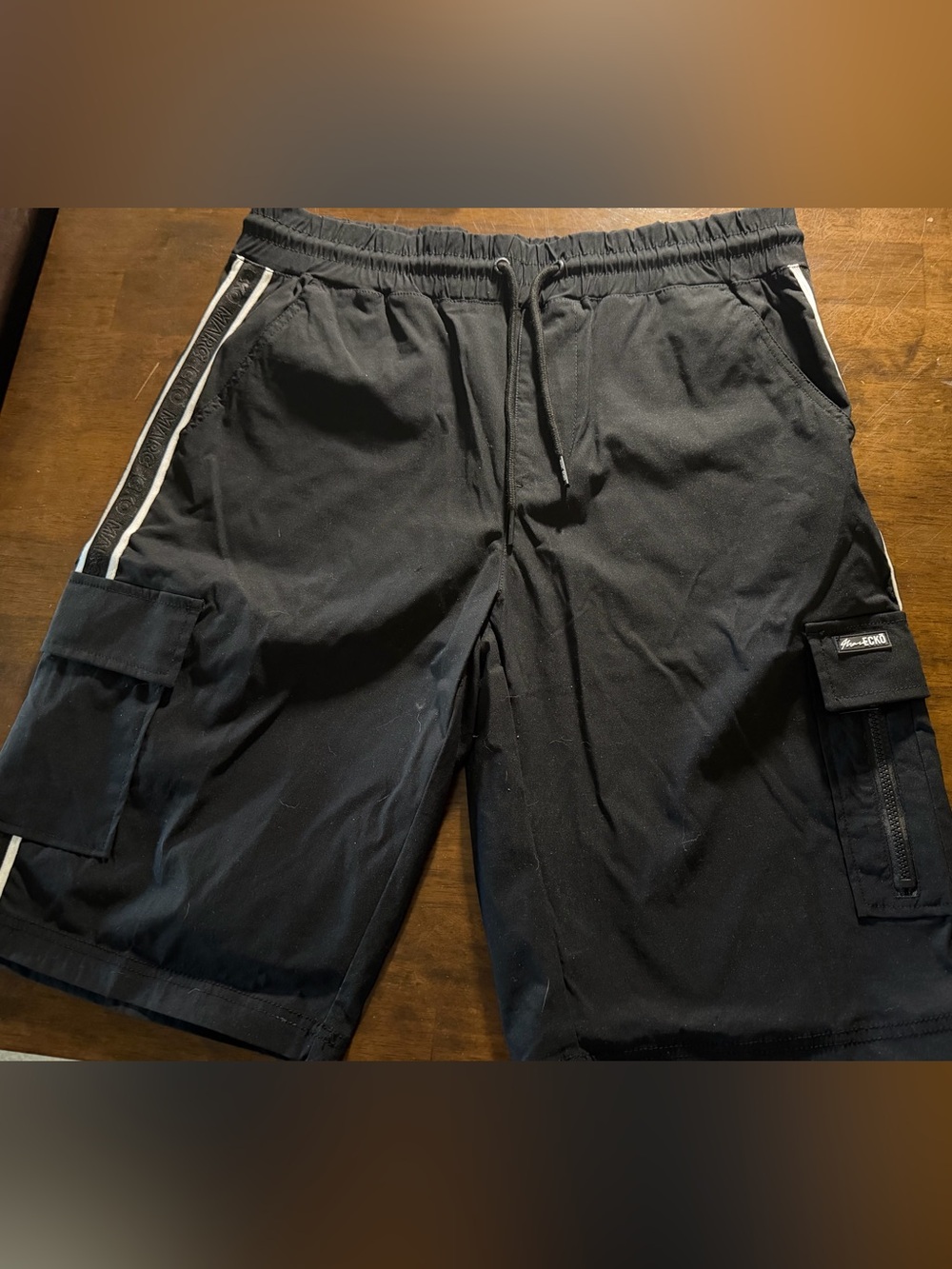 Men's Black Drawstring Cargo Shorts